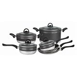Ragalta 13 Piece Black Stainless Aluminum Nonstick Cookware Set Glass Lids - Ragalta RCW-010
