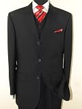 ~Special Offer~New Mario Italian 3 Button Vested Men Suits Wool 140s~highest Quality & Best Fit Guaranteed~Black Stripe