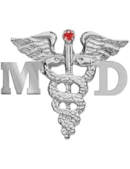 NursingPin - Doctor of Medicine MD Grduation Pin with Ruby in Silver
