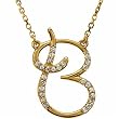 14k Yellow Gold Bold B Initial Diamond Necklace