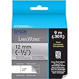 Epson LabelWorks Clear Tape Cartridge (Black on Clear) (~1/2 Inch, ~30 Feet) (LC-4TBN9)