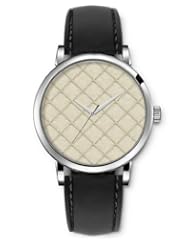 SPRAWL Aanalog Fashion Series Silver Ladies Watches of Genuine Black Leather Strap,Unique Wrist Watch for Women Girls Designed with Texture of a mattress