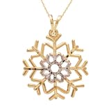 10k Gold Two Tone Polished Diamond Cut Snowflake Pendant, 18 41OaFrmJPYL. SL160 10k Gold Two Tone Polished Diamond Cut Snowflake Pendant, 18