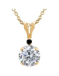 1.02 Ct Round H/I Diamond Black Diamond 14K Yellow Gold Pendant