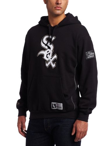 MLB Men's Chicago White Sox Be Proud Long Sleeve Hooded Fleece Pullover, Black/Stone Gray, Medium