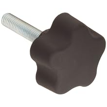 DimcoGray Black Thermoplastic 5 Lobe Fluted Soft Feel Knob Female, Brass Insert: 3/8-16" Thread x 1-3/4" Depth, 2" Diameter x 1-3/8" Height x 3/4" Hub Dia x 33/64" Hub Length (Pack of 5)
