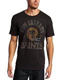 NFL New Orleans Saints Heather Vintage Short Sleeve Crew, Men's Black Wash, Large