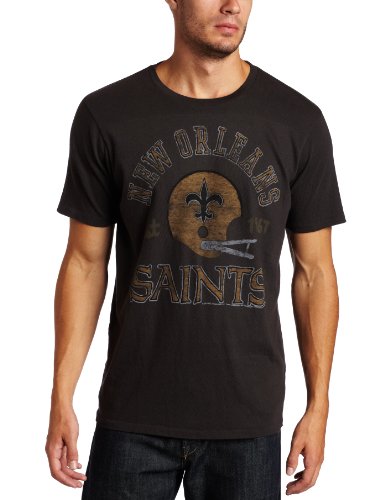 NFL Men's New Orleans Saints Heather Vintage Short Sleeve Crew (Black Wash, X-Large)