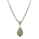 Antique Gold Tone Pear Shaped with Acrylic Drop Necklace, 16.25