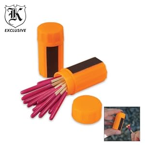 Fantastic Wind & Waterproof Survival Matches: 2 Packs of 20 Matches Each In Waterproof Containers = 40 Matches & Two Waterproof Holders!