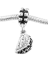 Sterling Silver Hard Shell Style Taco Dangle Bead Charm