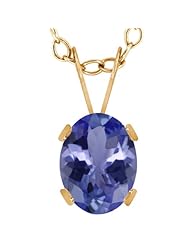 1.16 Ct Oval Natural Blue Tanzanite 14K Yellow Gold Pendant with 18" Chain