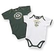 NFL Packers Infant Two Pack Solid Bodysuits, 0-3 Months