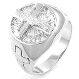 Sterling Silver Cubic Zirconia CZ Man Cross Ring - size 10