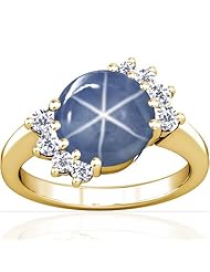 18K Yellow Gold Oval Cut Blue Sapphire Ring With Sidestones