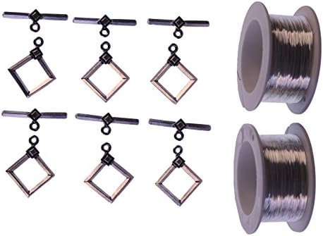 Art Night Out Bonus Pack for Crochet Wire Includes 6 Pewter Toggles and 2 spools 28 gauge wire in Silver Plate