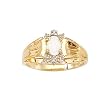 10K Yellow/White Gold 0.01 ct. Diamond and 6 x 4 MM Oval Shaped Opal Ring