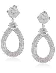 CZ by Kenneth Jay Lane "Bridal Collection" 12 cttw Stud with Pave Knocker Drop Earrings