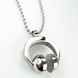Unisex Fashion Punk Rock Mens 316L Silver Stainless Steel Polished Ball Chain Headphone Necklaces Pendants