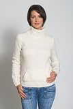 Womens Lambswool Pocketed Wool Polo Neck Jumper Cream (Blanco) Medium