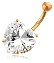 9ct Yellow Gold AMBD107200 Ladies Heart Cubic Zirconia Body Bar