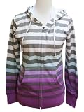 YogaColors Emoticon Womens Striped Ombre Zipper Hoodie in Orange or Purple