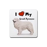 I Love My Great Pyrenees Rubber Square Coaster (4 pack)