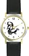 Skunk Animal - WATCHBUDDY&reg; DELUXE TWO-TONE THEME WATCH - Arabic Numbers - Black Leather Strap-Size-Large ( Men's Size or Jumbo Women's Size )