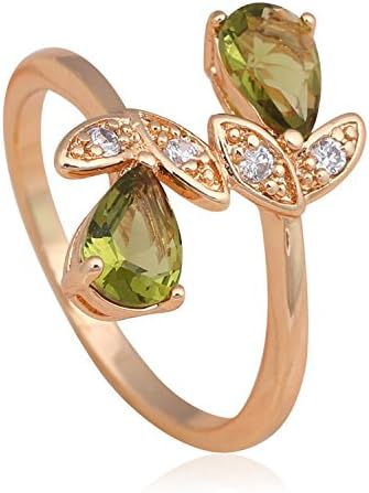 charms Fresh Peridot Jewelry gold plated Health fashion jewelry Green Crystal Wedding Ring USA sz 6 7 8 9 JR2040A