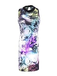 Scuba/Knit Floral Print Keyhole Bodycon Dress 