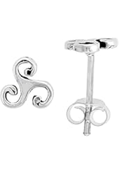 Sterling Silver Triskelion Celtic Symbol Stud Earrings, 1/4 inch
