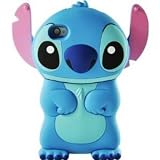 Disney 3d Stitch Movable Ear Flip Soft Silicone Case Cover for Iphone 4/4s Xmas gift(Blue)