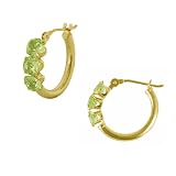 FOJO's 14K Gold Genuine Peridot Hoop Earrings