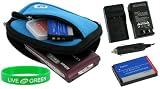 3n1 Neoprene Sleeve (Smurf Blue) Case / NB-6L 1000mAh Li-Ion Battery / AC DC Charger for Canon PowerShot SD1200IS Digital Camera Blue