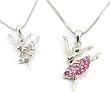 Gorgeous Girl Dancer Crystal Skirt Charm Necklace ~ YOU Choose PINK or ICE/CLEAR Crystal