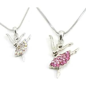 Buy Gorgeous Girl Dancer Crystal Skirt Charm Necklace ~ YOU Choose PINK or ICE CLEAR Crystal by Ballet Jewelry Ks Charming Designs