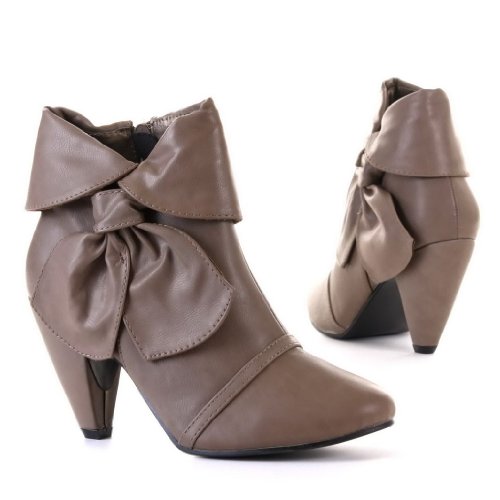 Damen Schuhe, Stiefeletten, FR-901, Synthetik in hochwertiger Leder Optik, Khaki, Gr 40