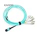 Karono MPO/MTP Fanout Patch Cable, MPO/MTP to 12 x LC (6 Duplex), 40GbE QSFP 40GBase-SR4, OM3 Breakout Fiber Optic Cable - Aqua, 5M(16.5ft)