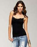 bebe Pintucked Metallic Stitched Cami
