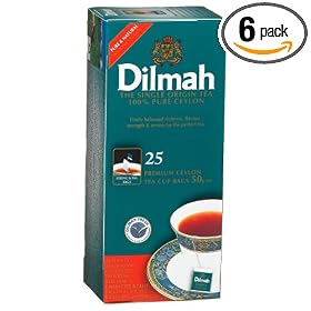Dilmah Premium 100% Pure Ceylon Tea, 25-Count Tea Bags (Pack of 6)