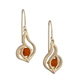 18k Yellow Gold Plated Sterling Silver Red Aventurine Dangle Wire Earrings