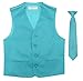 BOY'S Dress Vest & NeckTie Solid TURQUOISE AQUA BLUE Color Neck Tie Set