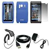 EMPIRE Blue Silicone Skin Case Cover + Screen Protector + Car Charger (CLA) ....