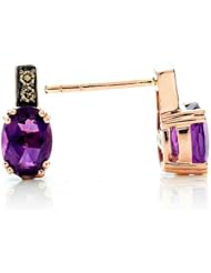Effy Collection 14k Rose Gold Brown Diamond And Amethyst Earrings