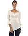 PattyBoutik Women 3/4 Sleeve High-Low Hem Top (Ivory Large)