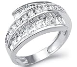 Solid 14k White Gold Large CZ Cubic Zirconia Wedding Anniversary Band Ring 2.0 ct