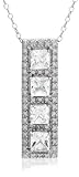 Sterling Silver Rectangular Cubic Zirconia Pendant, 18