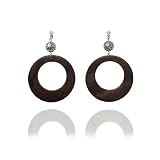 Boucles dOreilles à Clips Cercle en Bois 6.5cm