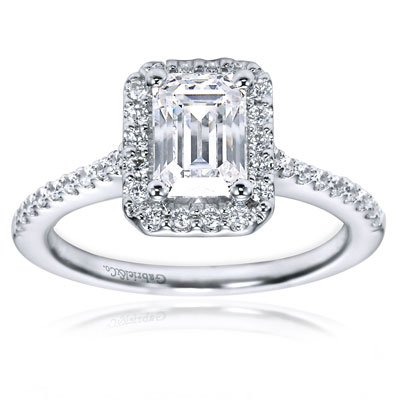 14K White Gold Contemporary Halo Engagement Ring - Does not Include The Center Diamond