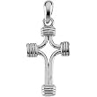 14K White Gold Tubular Cross Pendant - 24.25x15.00mm